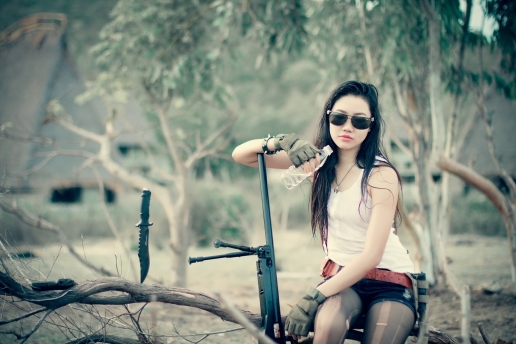 Pretty Sexy Girl Sniper with Rifle